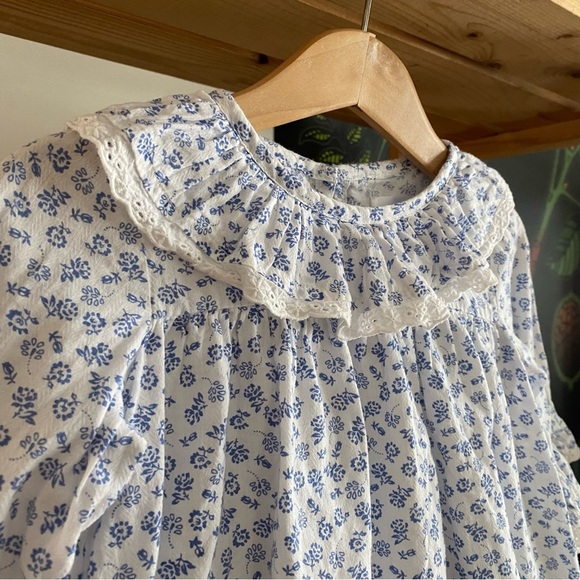 Frances Rose White Blue Floral Ruffle Collar Mary Margaret Dress 2t - Picture 7 of 16